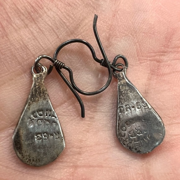 Vintage TAXCO Mexico Turquoise Black Onyx Sterling Silver Earrings - Picture 6 of 6